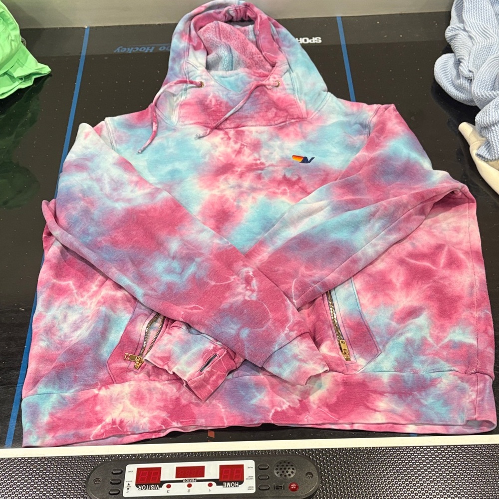Aviator Nation Pink and Blue Tie-Dye Hoodie